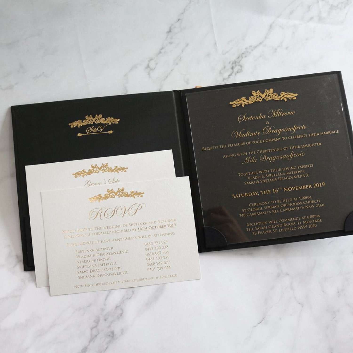 Transparent  Acrylic Invitation Card With Hard Cover Black Invitation Card